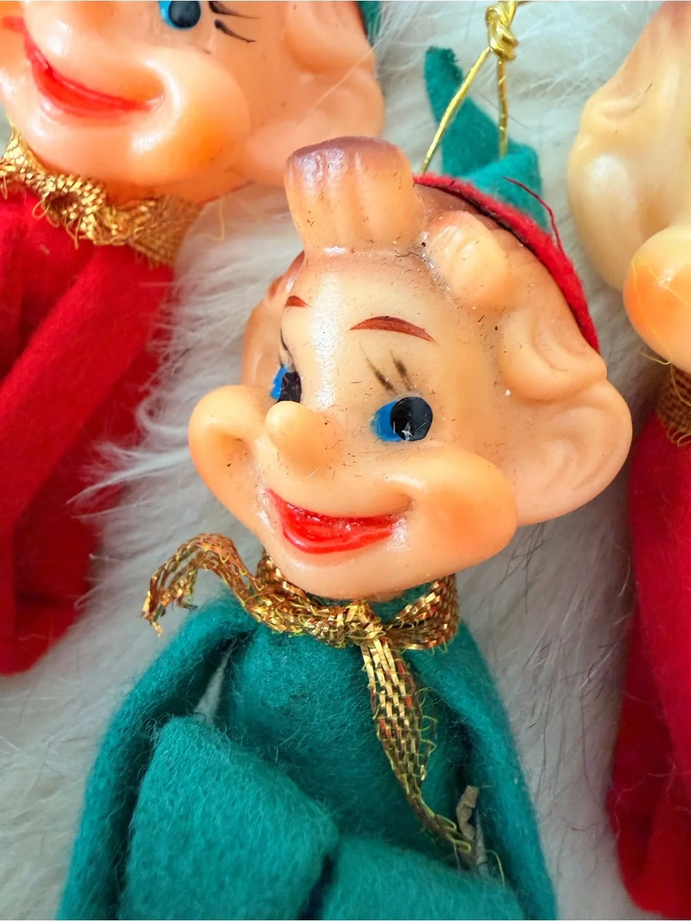 ‘Knee Hugger’ Elves- Mid Century Ornament (set of 3)